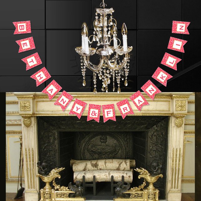 Bannière À Fanions Mariage de finition or rose et blanc (Créateur téléchargé)