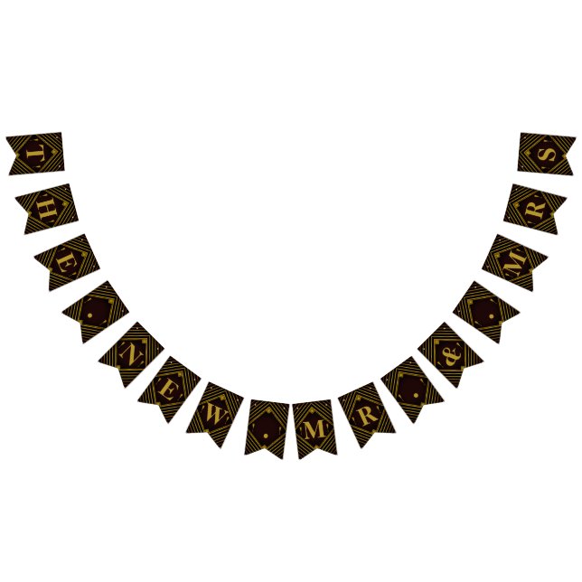 Bannière À Fanions Mariage de Gatsby Gold 2020 (Tout)