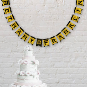 Bannière À Fanions Mariage de point d'or aléatoire personnalisé