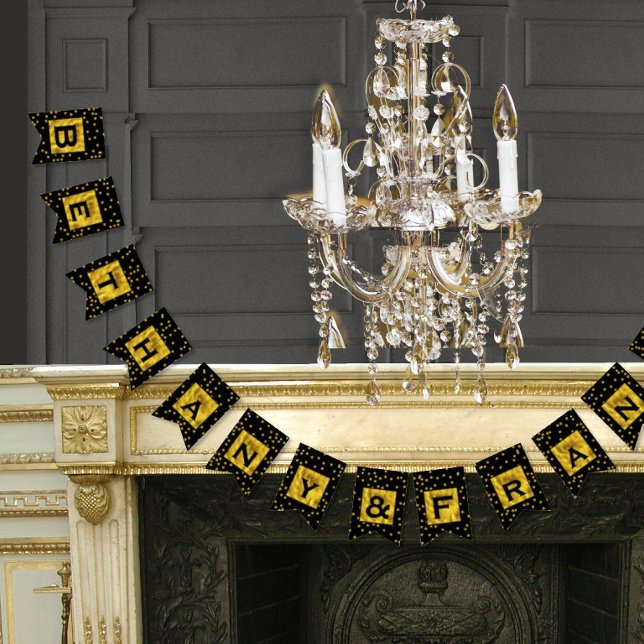 Bannière À Fanions Mariage de point d'or aléatoire personnalisé (Créateur téléchargé)