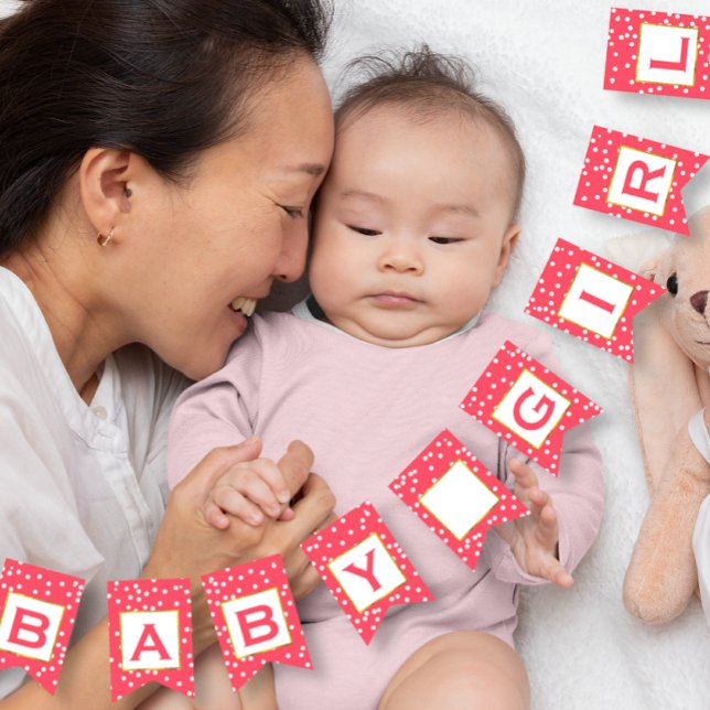 Bannière À Fanions Mariage de points rose et or personnalisé (Créateur téléchargé)