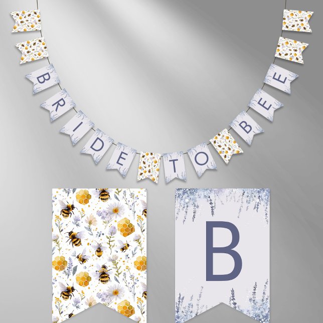 Bannière À Fanions Mariage Demoiselle d'Honneur à l'Abeille Fleurs d' (Créateur téléchargé)