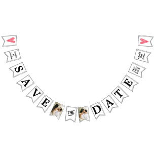 Bannière À Fanions Mariage Enregistrer la date Photos Faire-part uniq