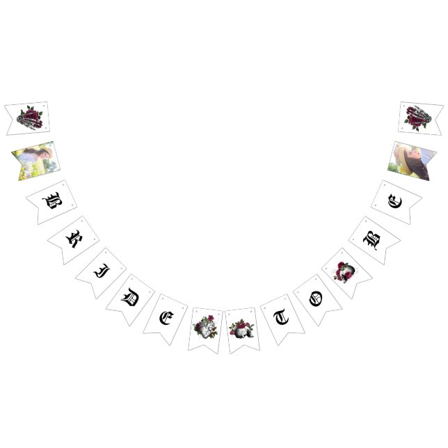 Bannière À Fanions Mariage Fantaisiste Bourguignon Floral Gothique (Tout)