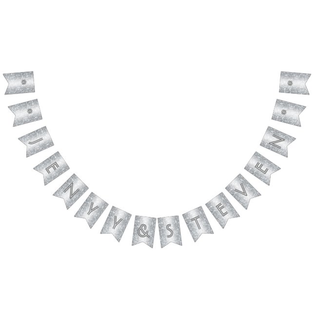 Bannière À Fanions ☆ MARIAGE Francisco Silver Parties scintillant Loo (Tout)