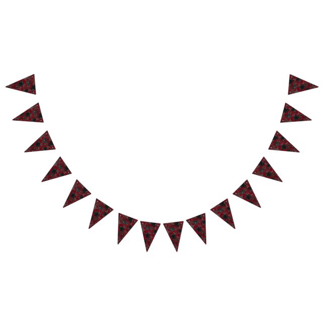 Bannière À Fanions Mariage gothique rouge et noir Rose (Tout)