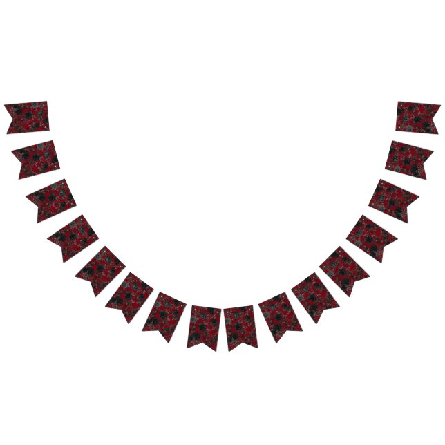 Bannière À Fanions Mariage gothique rouge et noir Rose (Tout)