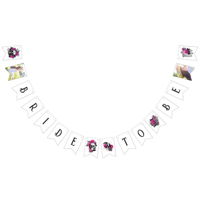 Bannière À Fanions Mariage gothique vintage rose rose (Tout)