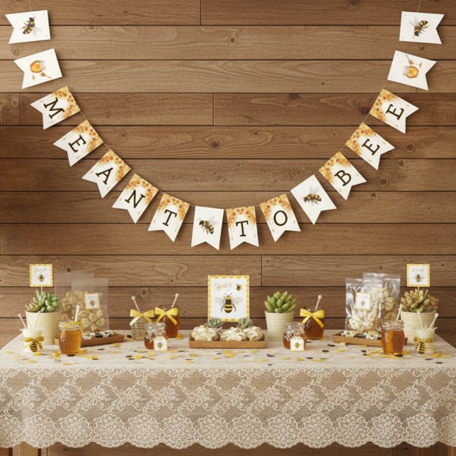 Bannière À Fanions Mariage miel nid d'abeille Goutte de miel EVJF (Meant to Bee Honeycomb Honey Drip Bridal Shower Bunting Flags
)