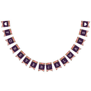 Bannière À Fanions Mariage modifiable couleur chic florissant pour to