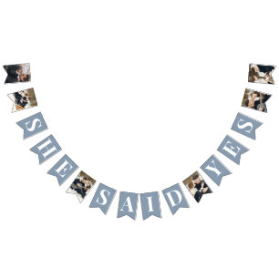 Bannière À Fanions Mariage personnalisé Dusty Blue pour la fête de ma