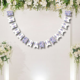 Bannière À Fanions Mariage romantique poussiéreux bleu et lilas aux h