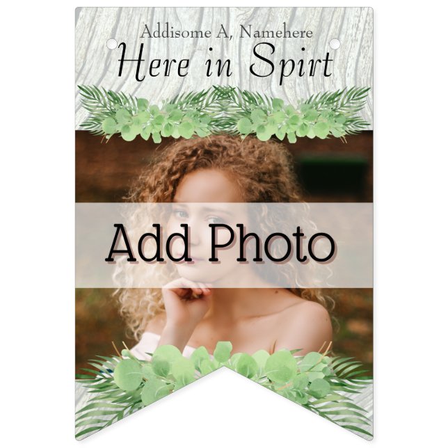 Bannière À Fanions Mariage tropical Green Palm Feuilles Ajouter des p (Premier drapeau)