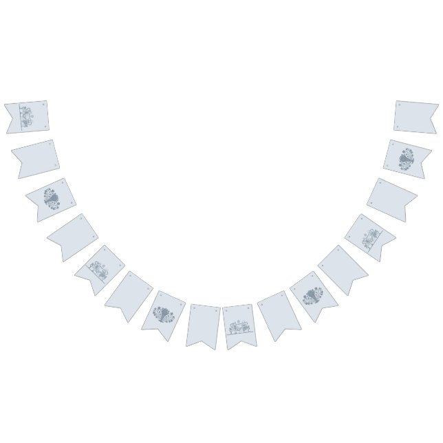 Bannière À Fanions Marie Antoinette Rococo Dusty Mariage bleu (Tout)