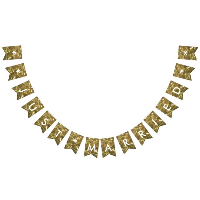 Bannière À Fanions Marié Gold White Parties scintillant de mariage (Tout)
