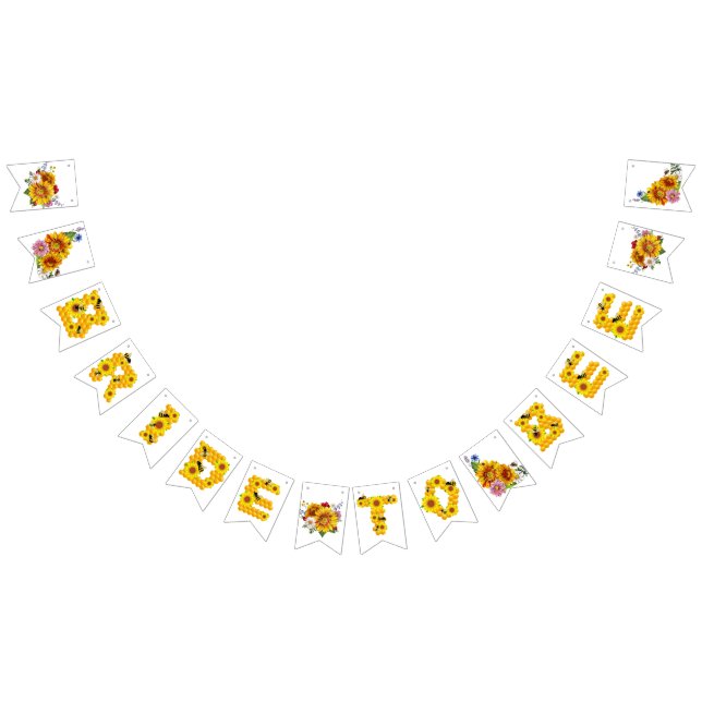 Bannière À Fanions Mariée à l'abeille | Réception de mariage Floral A (Tout)