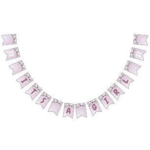 Bannière À Fanions Mauve Girl's It's a Girl Baby shower Banner