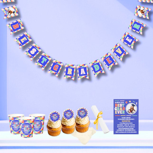 Bannière À Fanions Meilleur diplômé rétro photo fête de fin d'études (Créateur téléchargé)