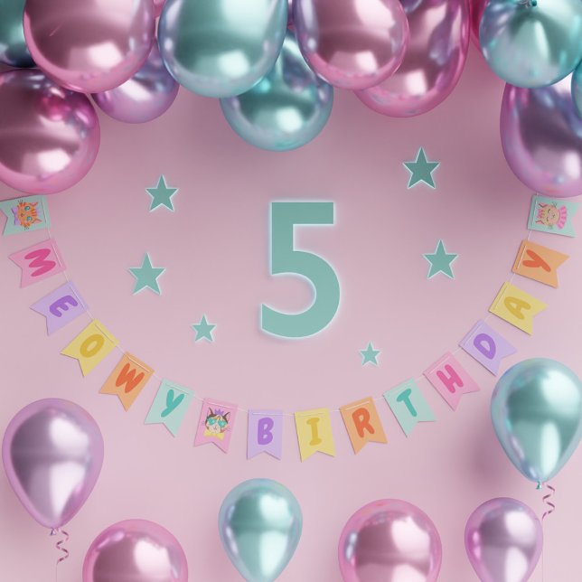 Bannière À Fanions Meowday Birthday Cute Rainbow Cats (Meowy Birthday Cute Rainbow Cats Bunting Flags)