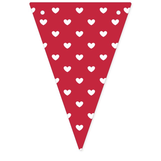 Bannière À Fanions Micro cœurs blancs - Rouge cerise (Premier drapeau)