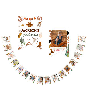 Bannière À Fanions Mignonne 1er anniversaire 12 mois Jalon 1er rodéo