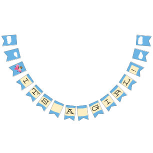 Bannière À Fanions Mignonne Vintage Teddy Bear Pilote Baby shower fil