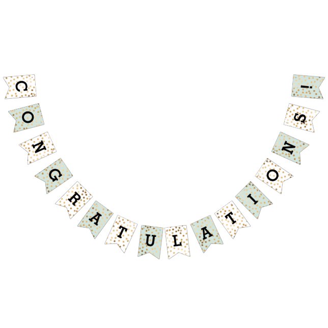 Bannière À Fanions Mint White Faux Gold Parties scintillant Dots Féli (Tout)