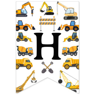 Bannière À Fanions Modern Construction Simple Kid's Birthday