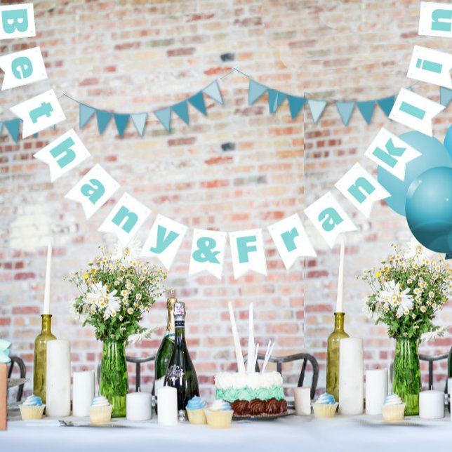 Bannière À Fanions Monnaie personnalisée ou tout Mariage couleur pers (Créateur téléchargé)