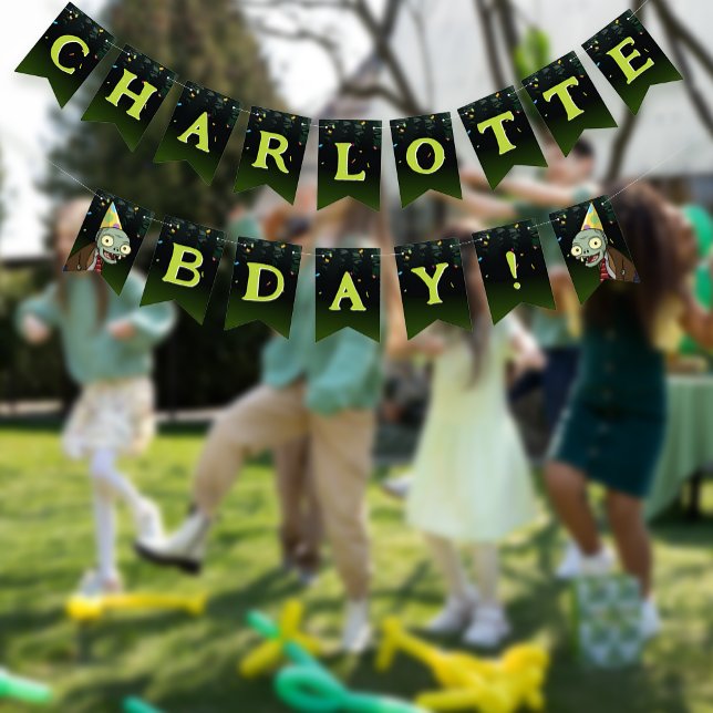 Bannière À Fanions Monstre d'horreur des enfants d'anniversaire Zombi (Créateur téléchargé)