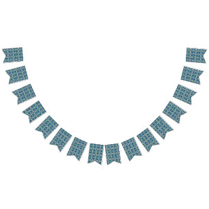 Bannière À Fanions motif bleu et vert avec un arrière - plan blanc