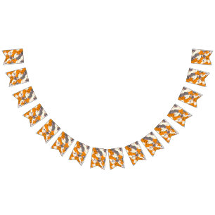 Bannière À Fanions Motif en diagonale du chat noir blanc gingembre