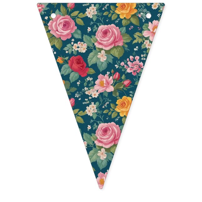 Bannière À Fanions Motif Fleur Multiflore en Patchwork Bohème (Dixième drapeau)