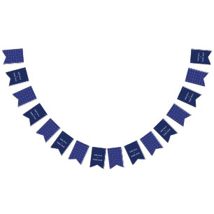Bannière À Fanions Motif géométrique pixel traditionnel en bleu profo