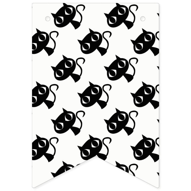 Bannière À Fanions Motifs de chats noirs et blancs mignons (Premier drapeau)