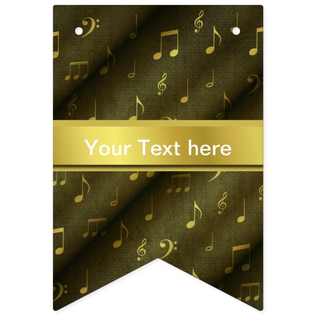 Bannière À Fanions musique, note, partition, or, bannière, modèle, (treizième drapeau)