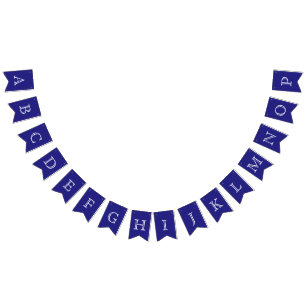 Bannière À Fanions Navy et lettres blanches OpenFace personnalisées
