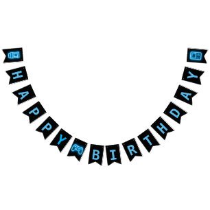 Bannière À Fanions Neon année jeux vidéo anniversaire