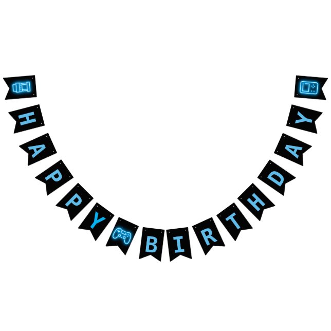 Bannière À Fanions Neon année jeux vidéo anniversaire (Tout)