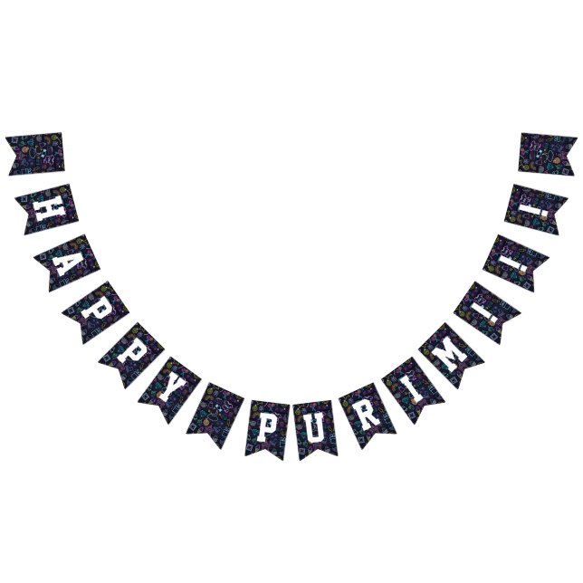 Bannière À Fanions Neon Purim (Tout)