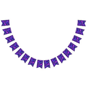 Bannière À Fanions Neurones Connectés Néon Violet