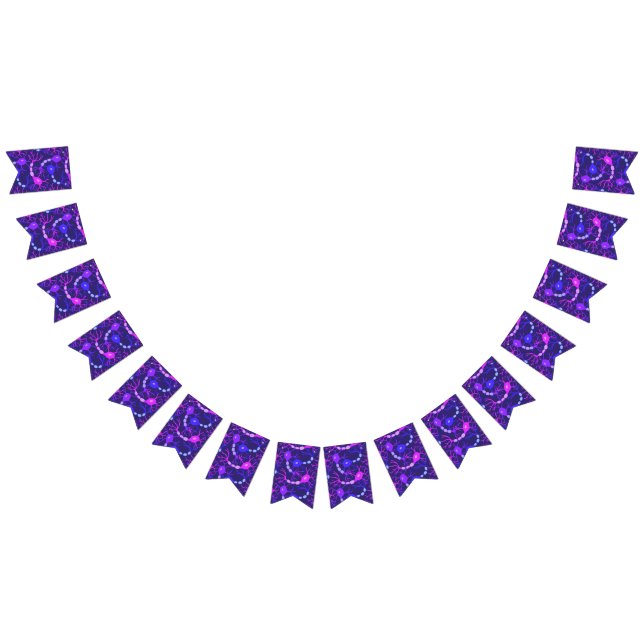 Bannière À Fanions Neurones Connectés Néon Violet (Tout)