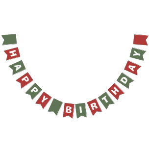Bannière À Fanions Noël d'hiver rouge et vert Joyeux 1er anniversaire
