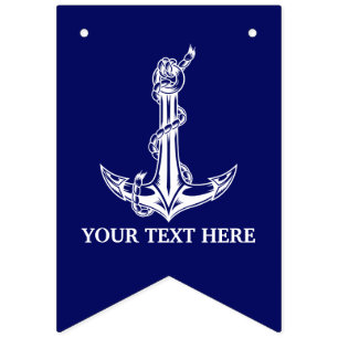 Bannière À Fanions Nom du bateau de la corde d'Ancre nautique vintage