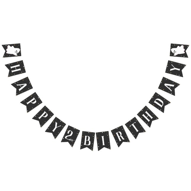 Bannière À Fanions Notre Petit Boo fête ses deux Anniversaires (Tout)