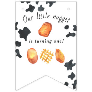 Bannière À Fanions Notre petit nugget a un an Fête d'anniversaire pou