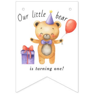 Bannière À Fanions Notre Petit Ours fête son premier anniversaire