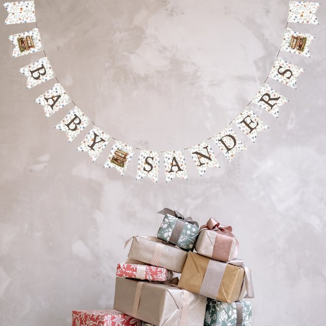 Bannière À Fanions Nouveau Chapitre - Pile de livres fleur sauvage 'B (Créateur téléchargé)