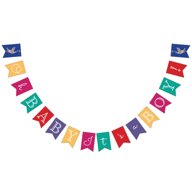 Bannière À Fanions Oh Baby C'est un garçon Baby shower à cigogne colo (Tout)