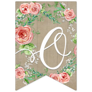 Bannière À Fanions Oh Baby Girl Douche BOHO Nursery Room Pennant Rose